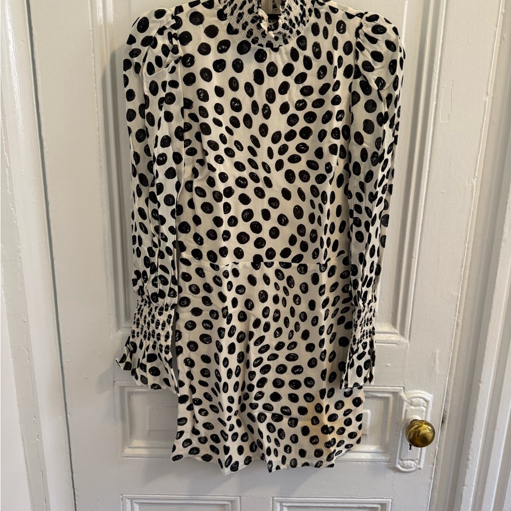 Reformation Black and White Polka Dot Blouse